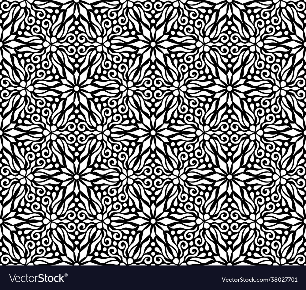 Abstract patterns seamless black and white doodle Vector Image