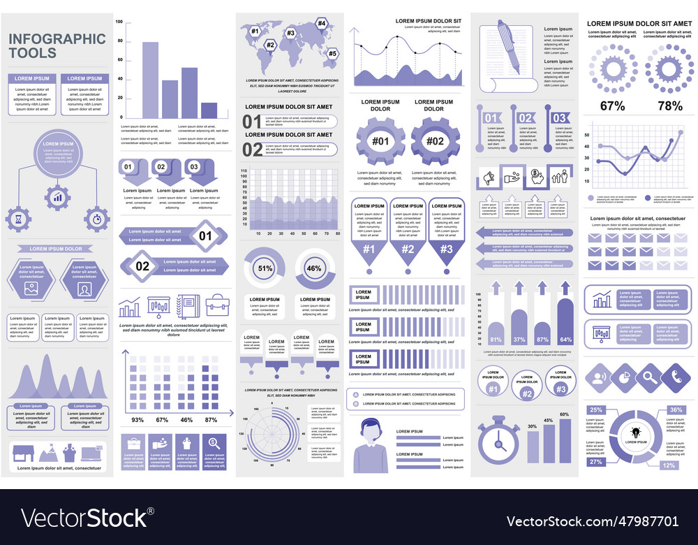 Bundle infographic elements data visualization