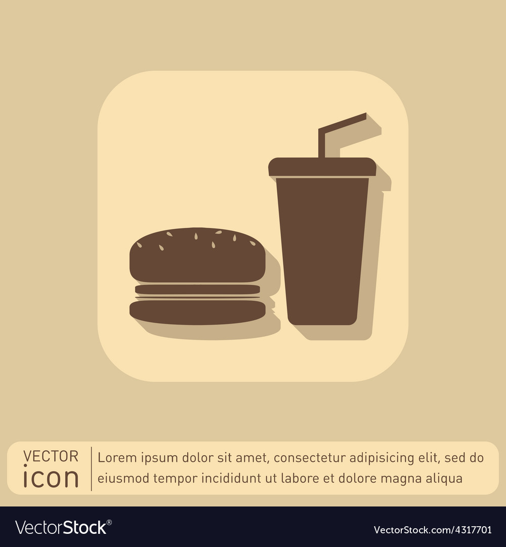 Burger and paper cup symbol of fast food