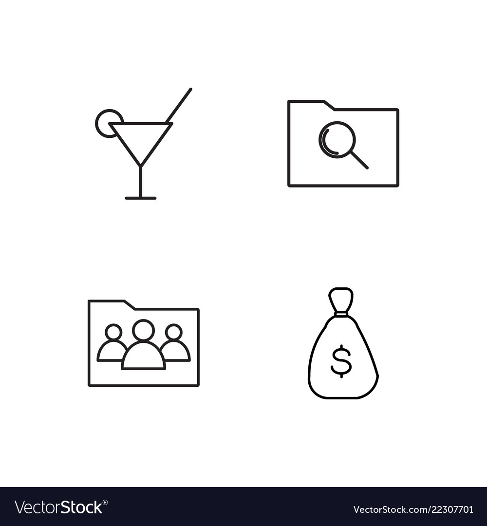 Business simple outlined icons set