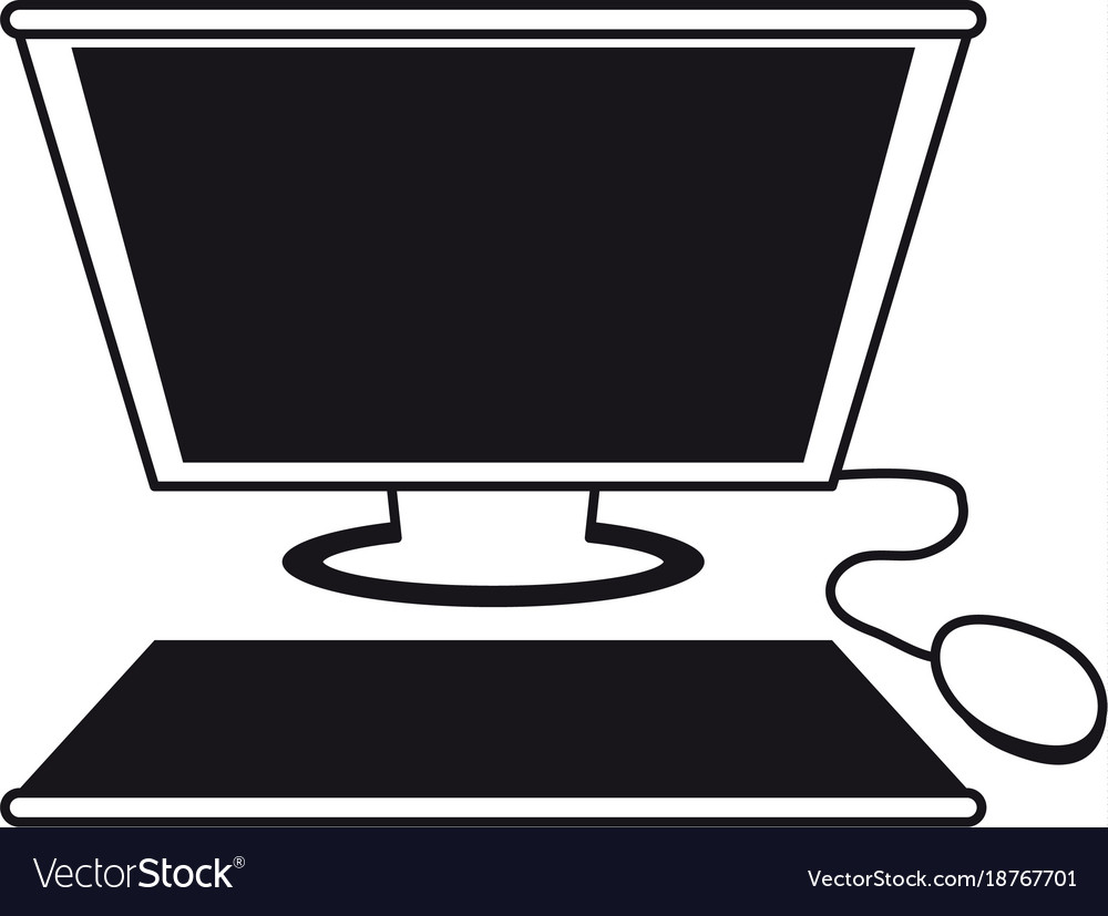 Computer with keyboard and mouse icon