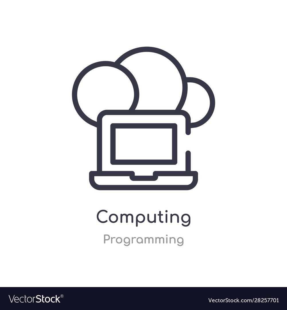 Computing outline icon isolated line from vector image Computing outline icon isolated line from