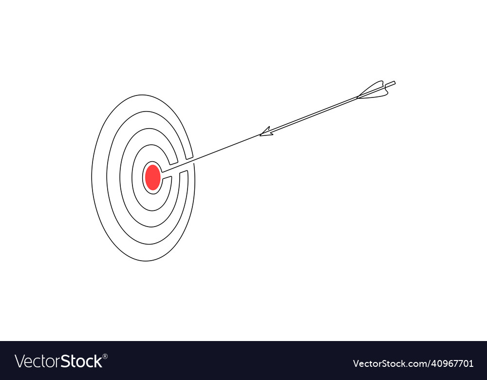 Continuous one line drawing of target with arrow vector image Continuous one line drawing of target with arrow