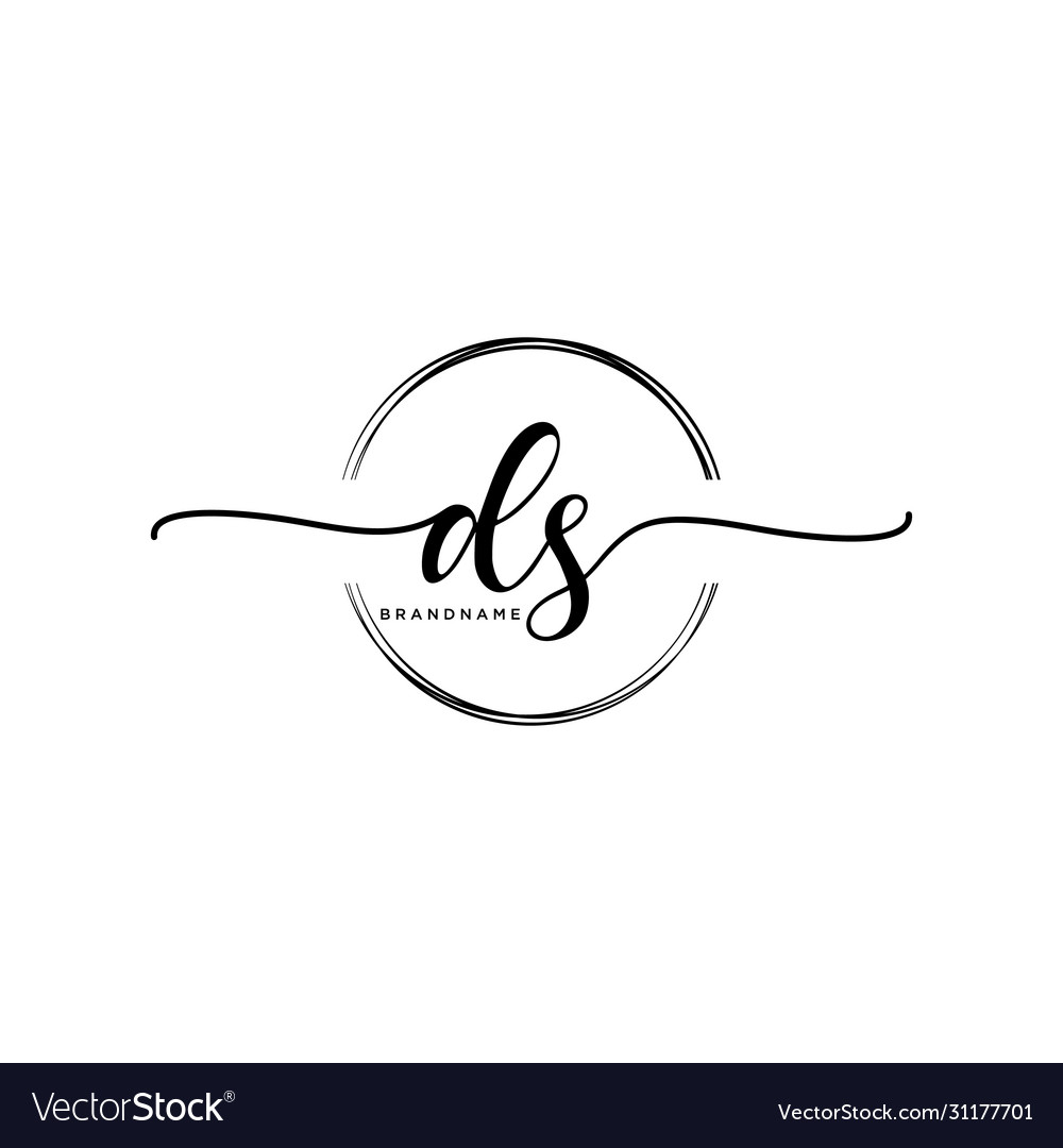 Ds initial handwriting logo with circle template