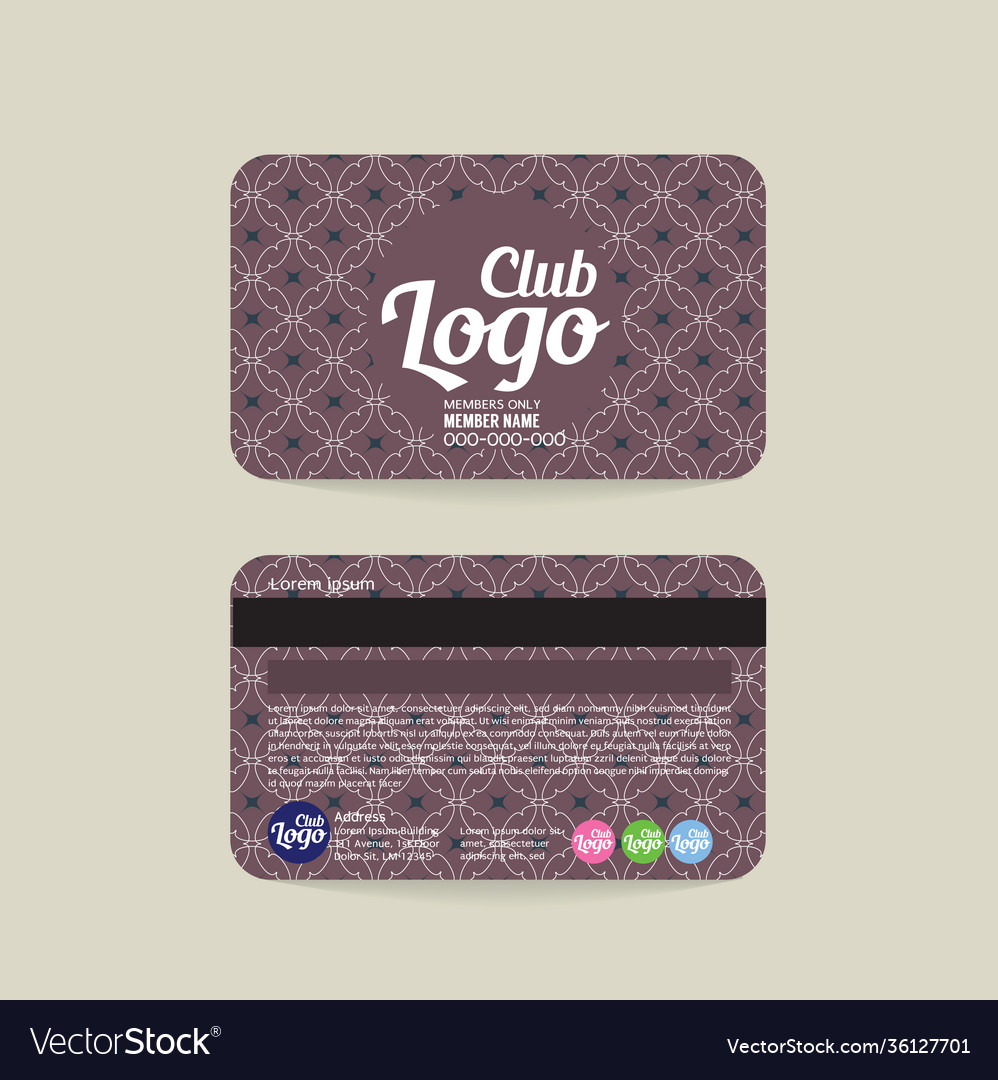 Vorne und zurück Club Mitgliedskarte Vintage Vorlage