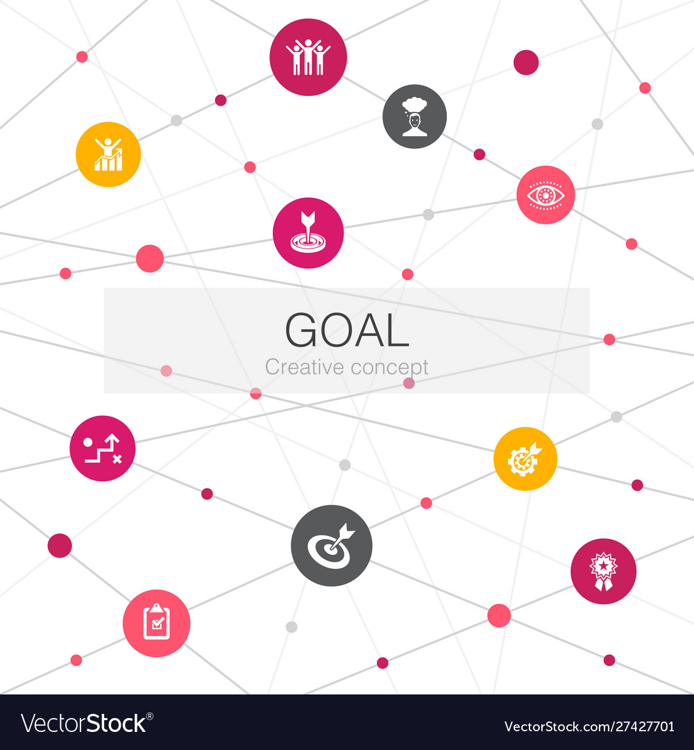 Goal trendy web template with simple icons