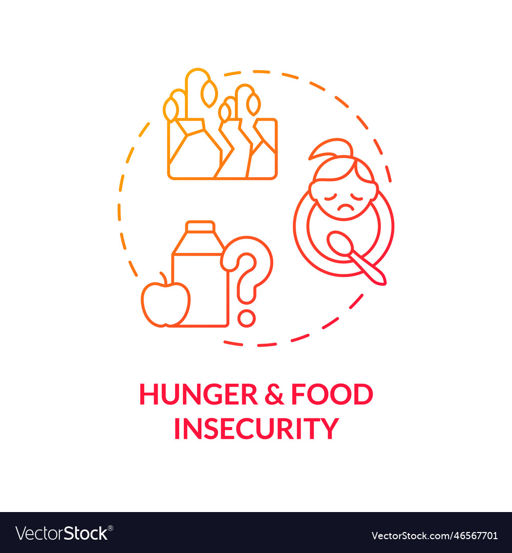 Hunger and food insecurity red gradient concept vector image Hunger and food insecurity red gradient concept