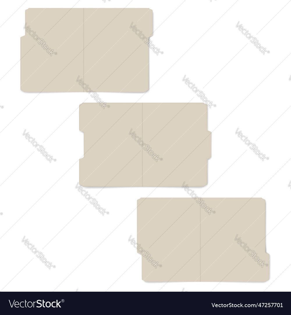 Letter size set of tabbed manila folders template Vector Image