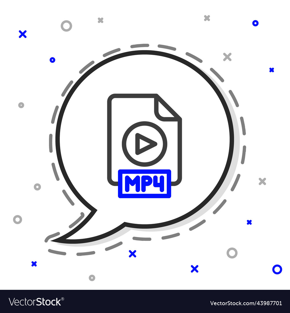 Line mp4 file document download button icon vector image Line mp4 file document download button icon