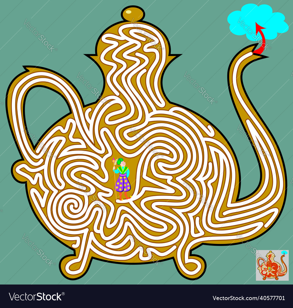 Logic puzzle game with labyrinth for children