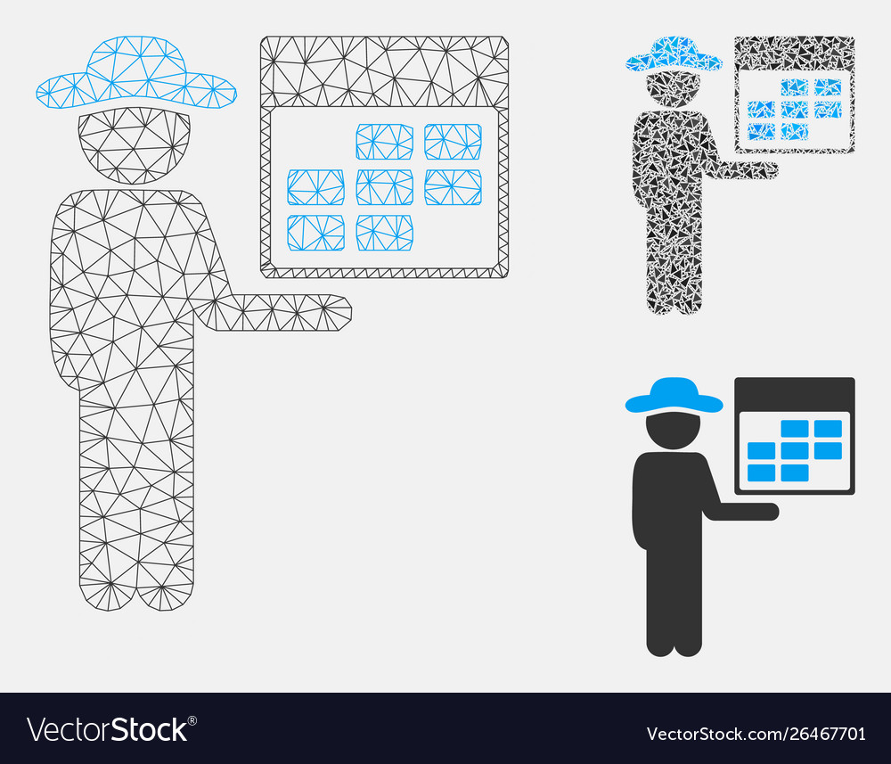 Man calendar mesh 2d model and triangle vector image Man calendar mesh 2d model and triangle