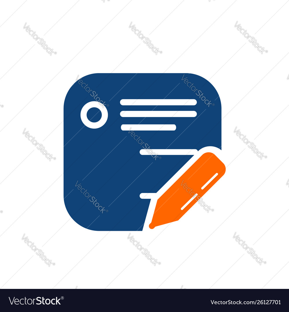 Memo and pen button application icon logo vector image Memo and pen button application icon logo