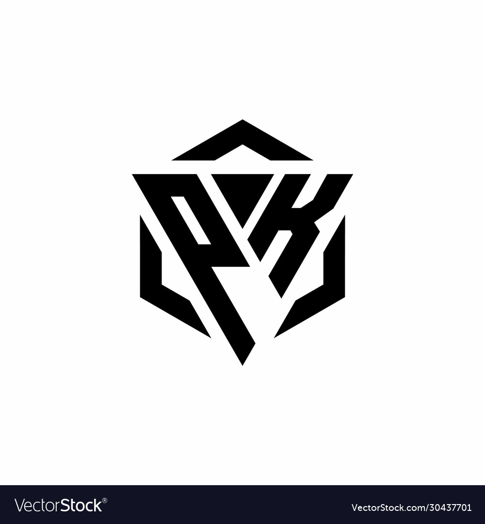 Pk logo monogram with triangle and hexagon modern