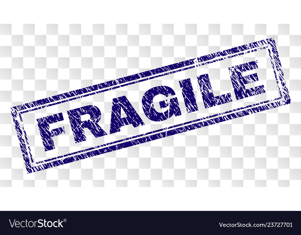 Scratched fragile rectangle stamp