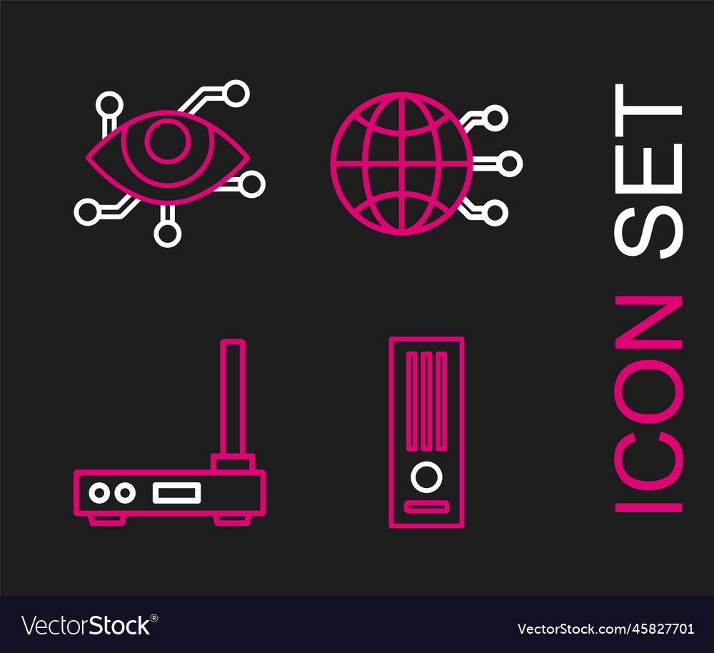 Set line video game console router and wi-fi vector image Set line video game console router and wi-fi