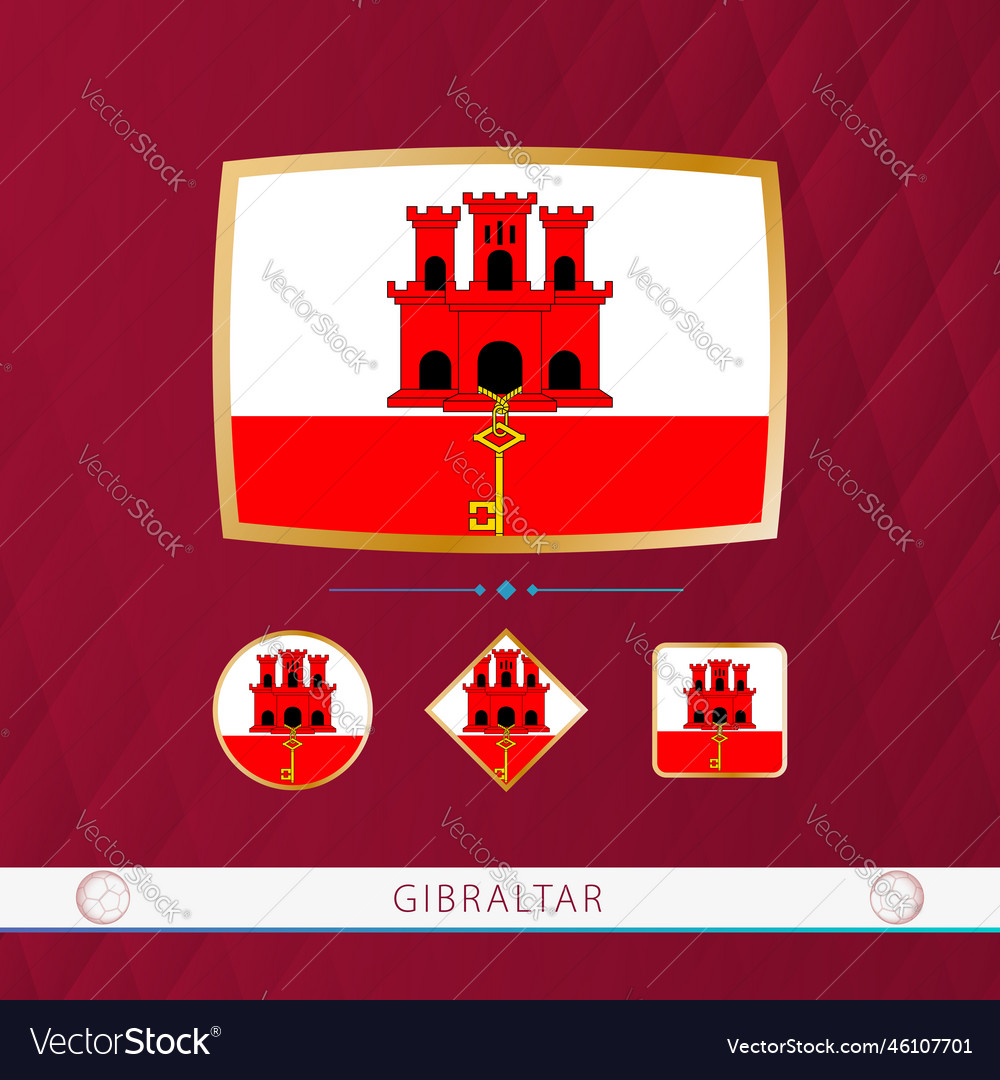 Set of gibraltar flags with gold frame for use