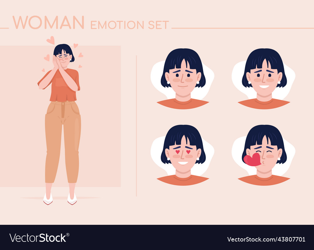 Young woman in love semi flat color character vector image Young woman in love semi flat color character