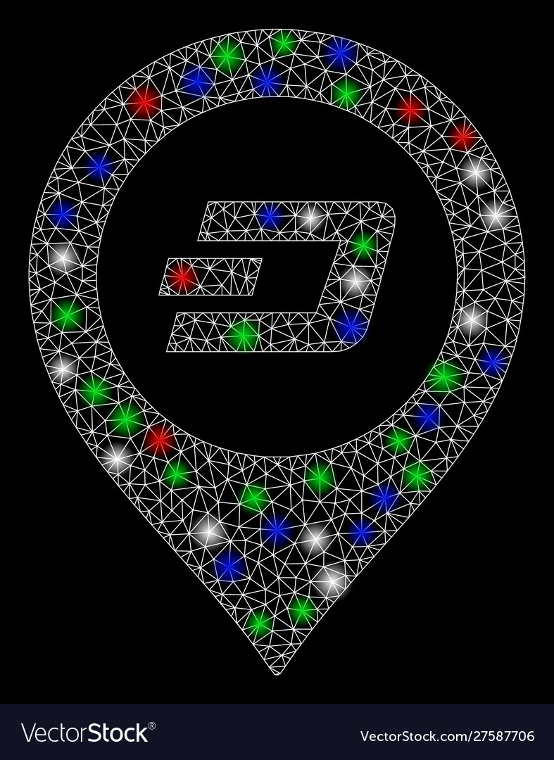 Bright mesh 2d dash map pointer with flash spots vector image Bright mesh 2d dash map pointer with flash spots
