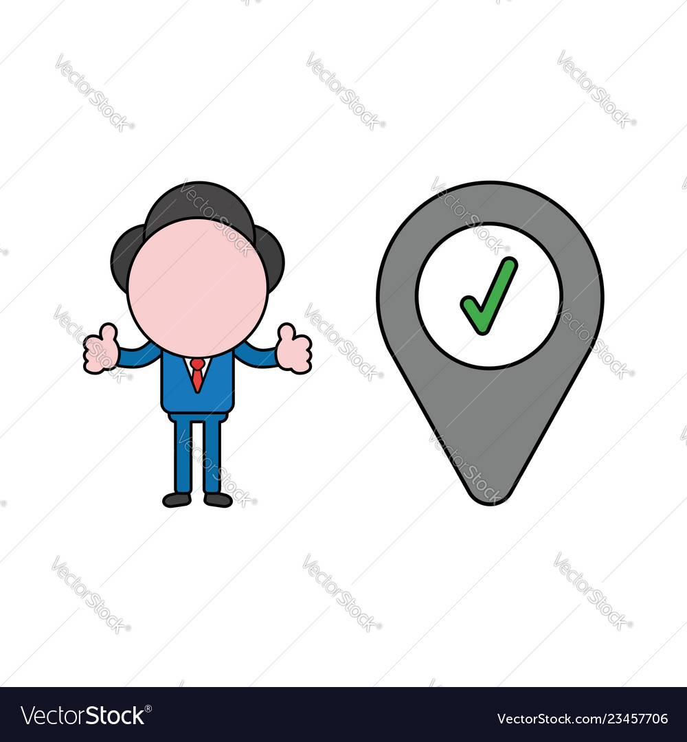 Geschäftsmann Charakter mit Kartenzeiger und überprüfen vector image Geschäftsmann Charakter mit Kartenzeiger und überprüfen