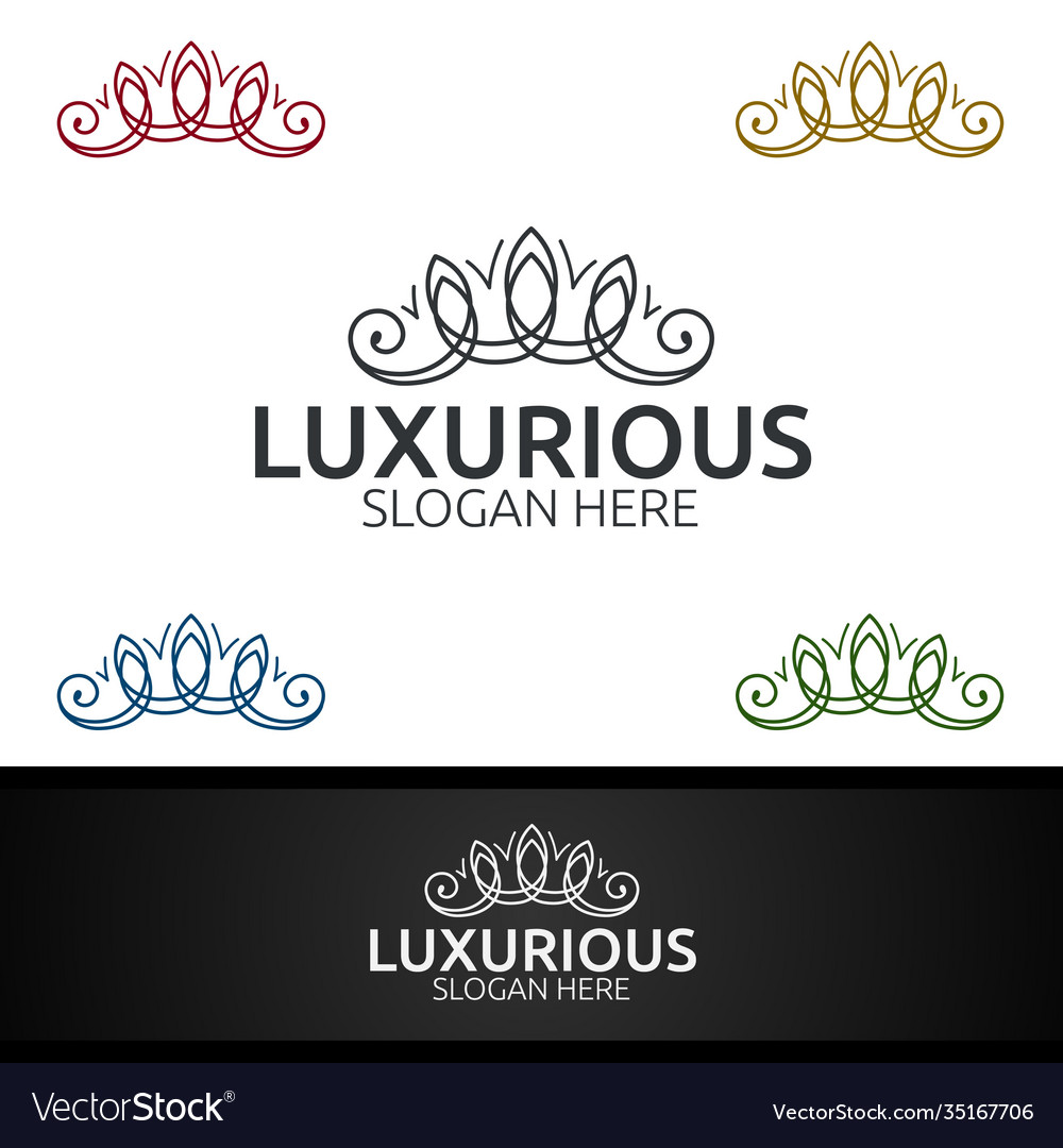 Crown luxurious royal logo for jewelry wedding vector image Crown luxurious royal logo for jewelry wedding