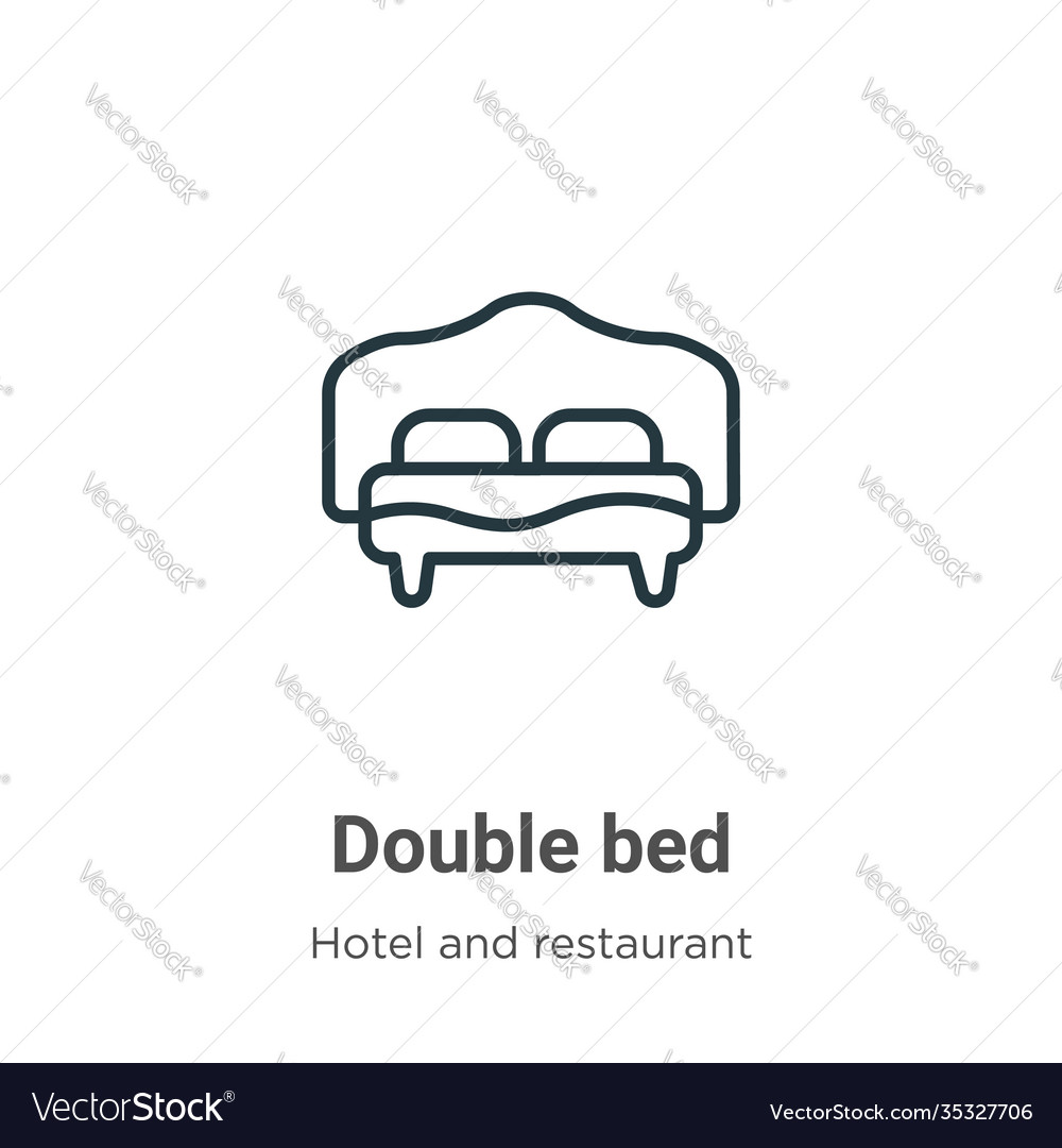 Double bed outline icon thin line black