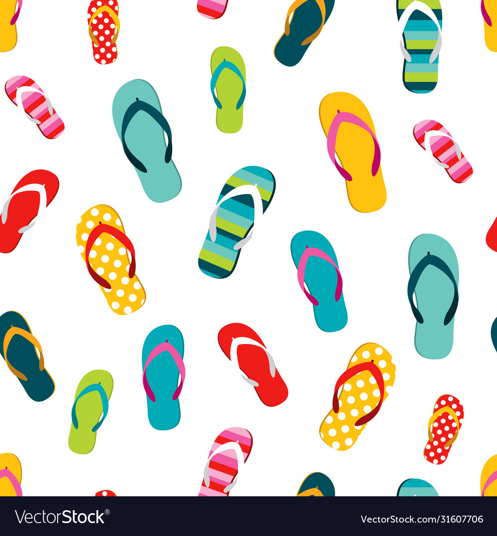 Flip flop color summer pattern seamless repeat vector image Flip flop color summer pattern seamless repeat