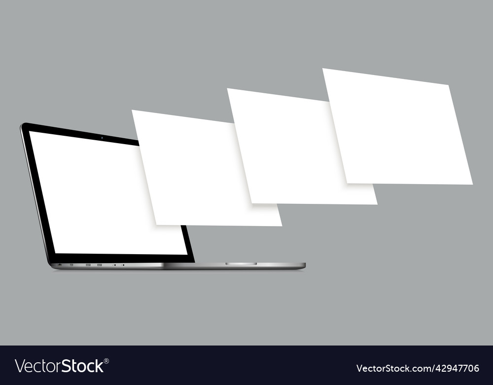 Laptop mockup with blank wireframing pages