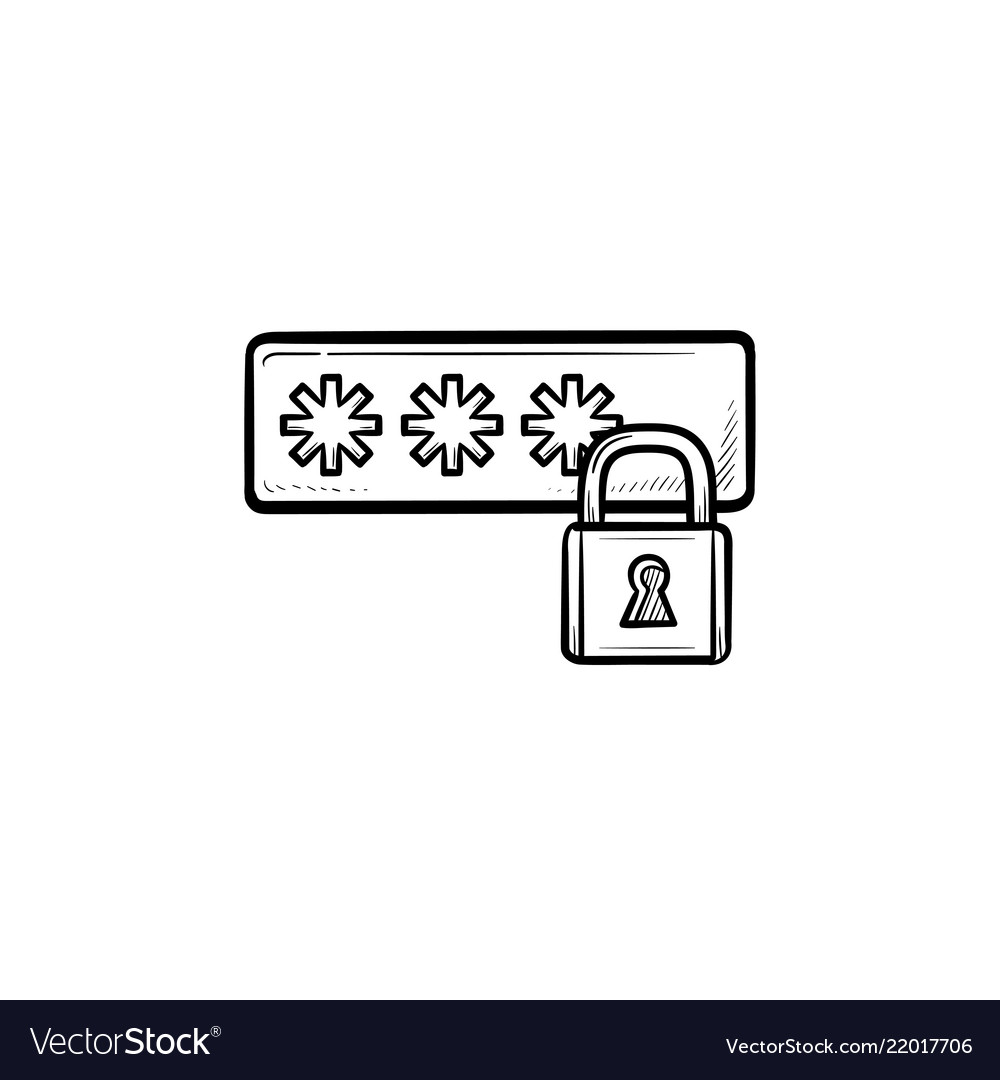 Login entering and padlock hand drawn outline