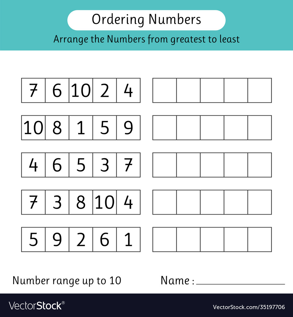 Ordering numbers worksheet arrange