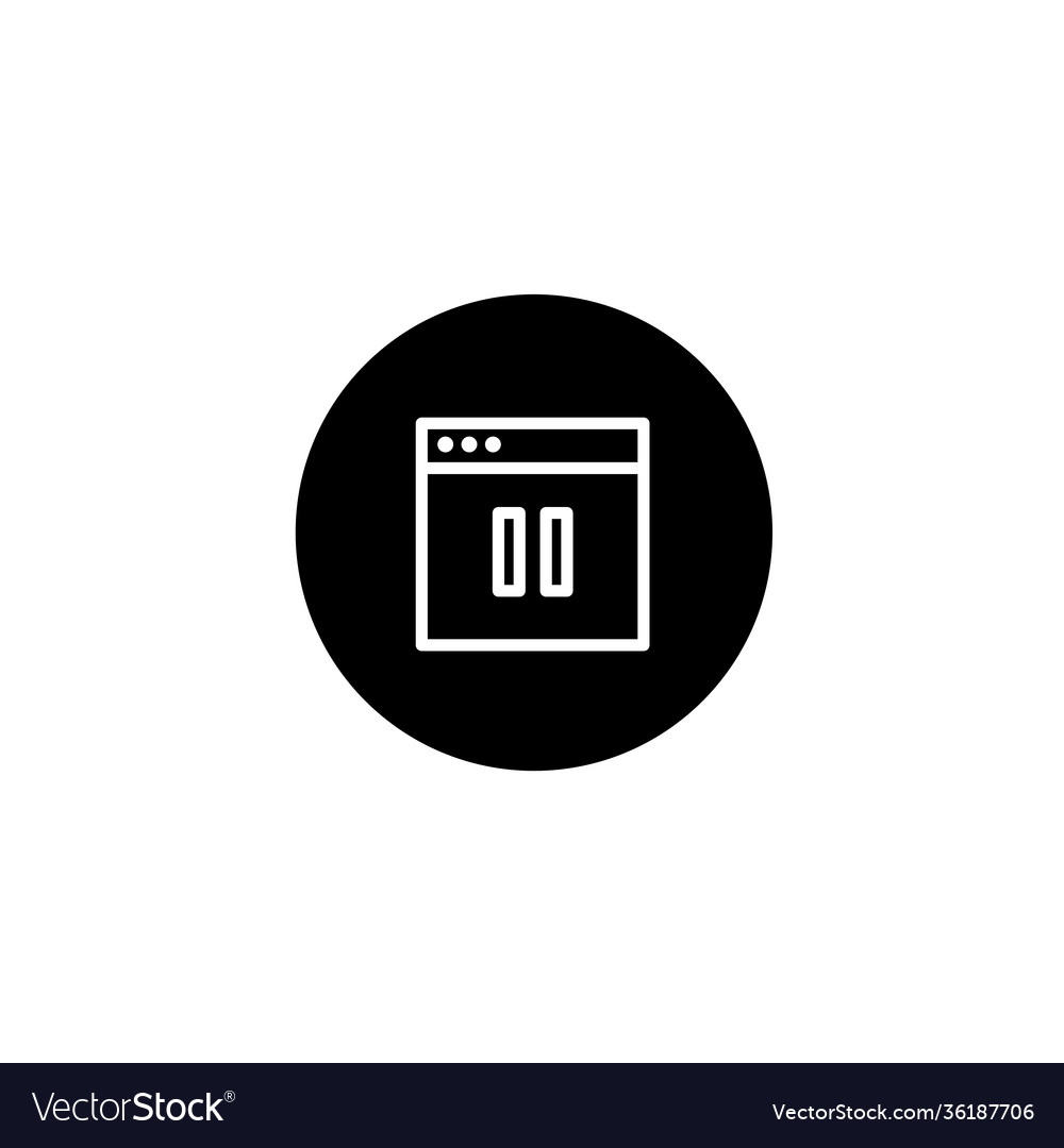 Pause button icon in black round style pixel