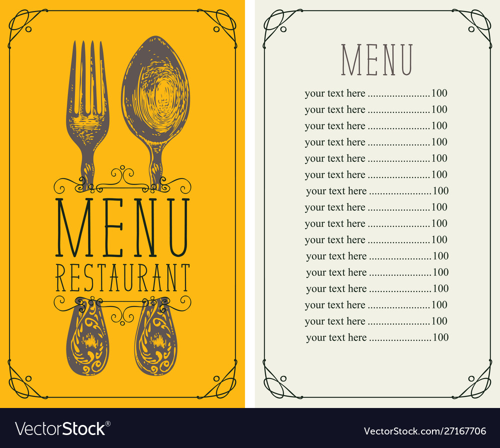 Restaurant menu with price list realistic fork Vector Image