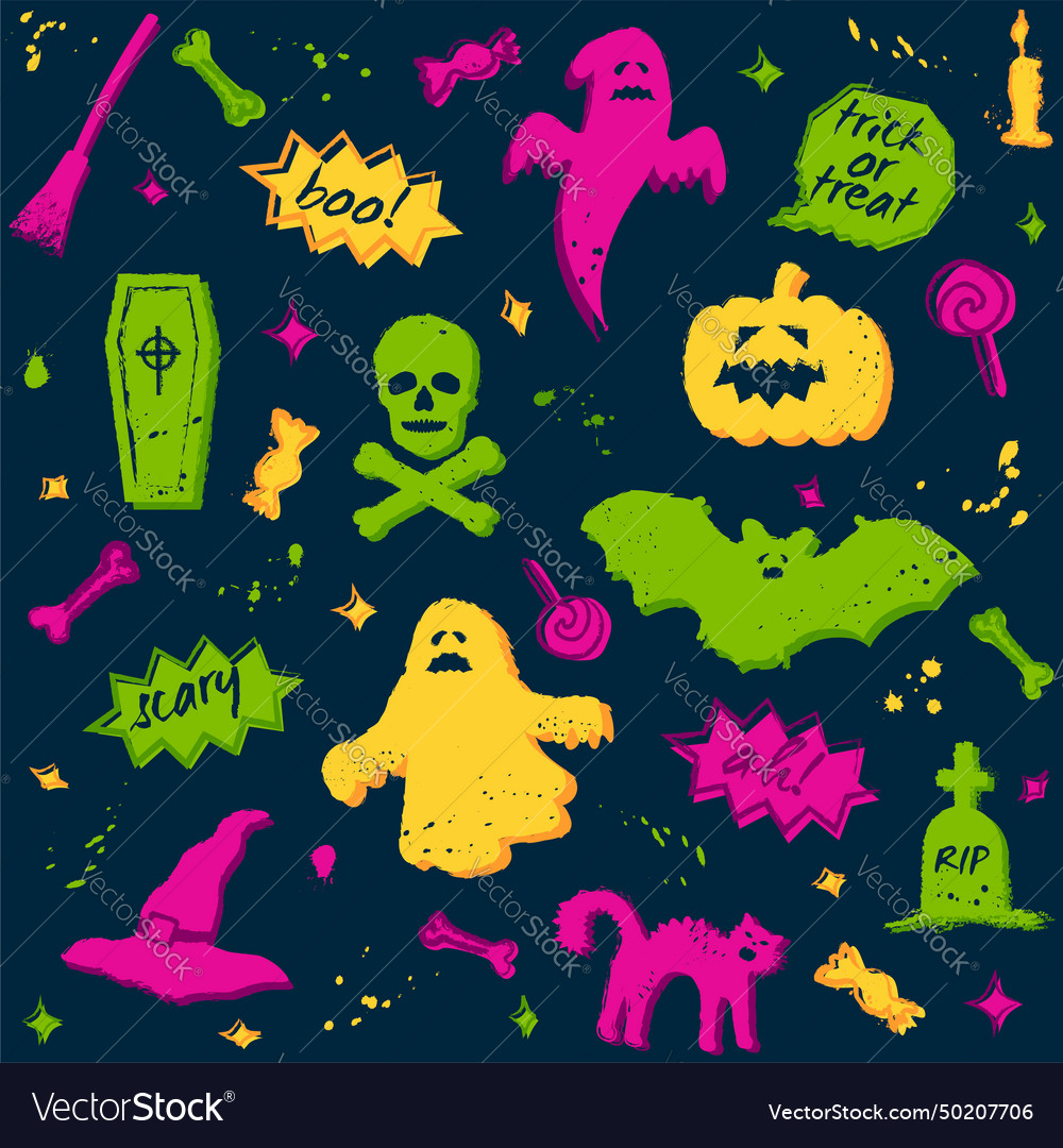 Seamless halloween pattern with colorful elements