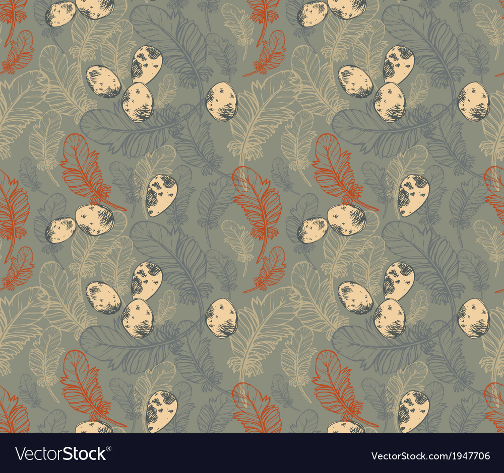 Seamless pattern with feathers eggs