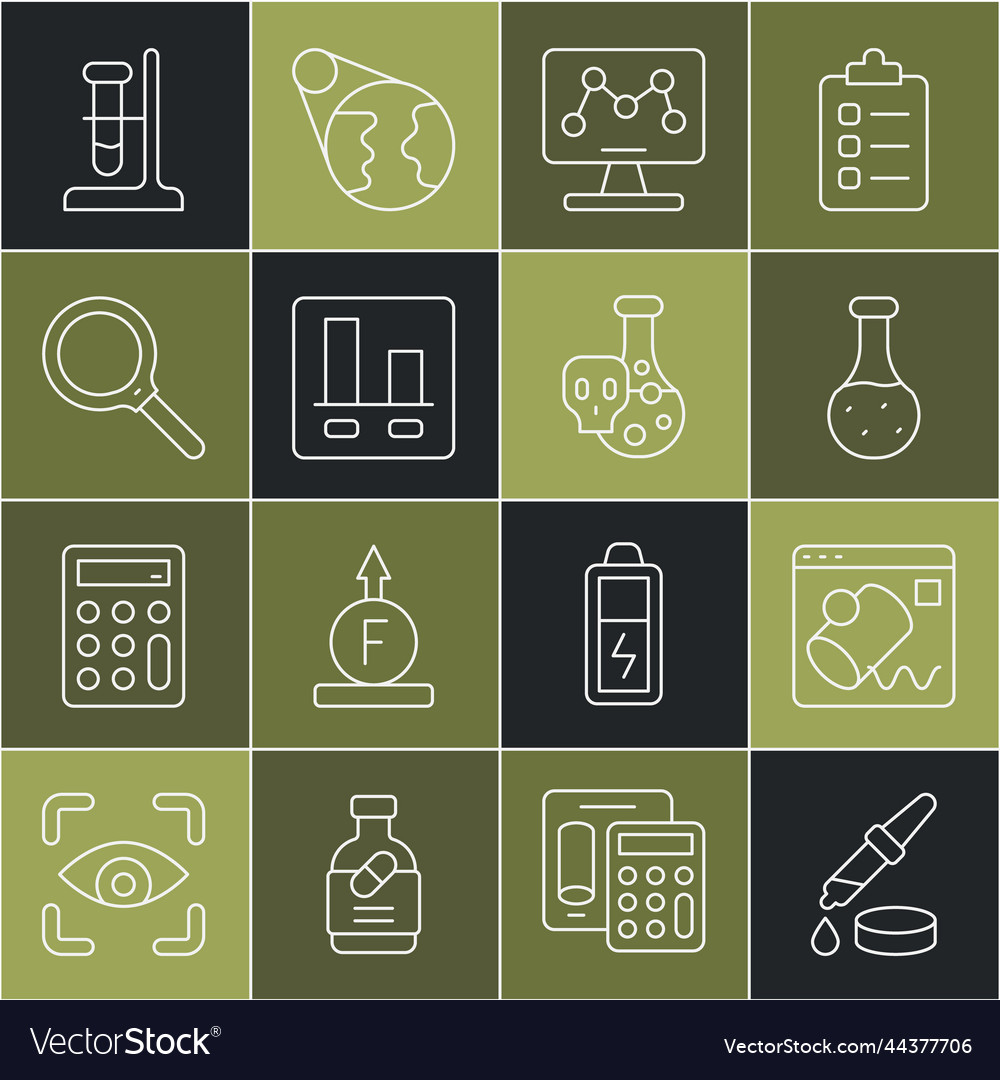 Set line pipette data visualisation test tube vector image Set line pipette data visualisation test tube