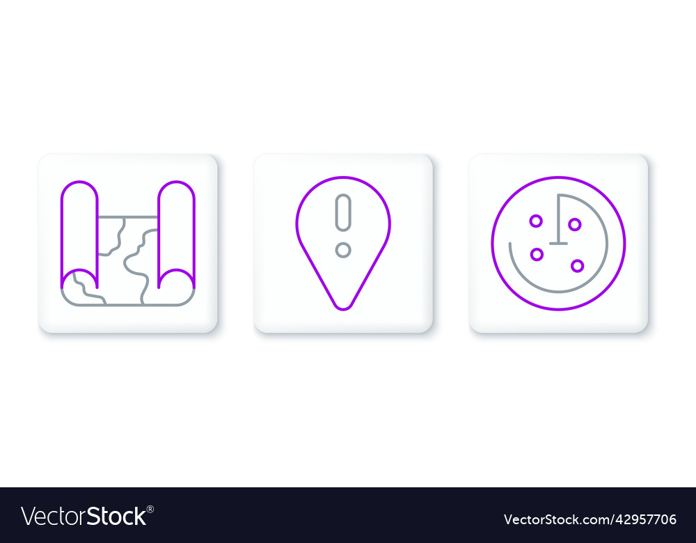 Set line radar with targets on monitor folded map vector image Set line radar with targets on monitor folded map