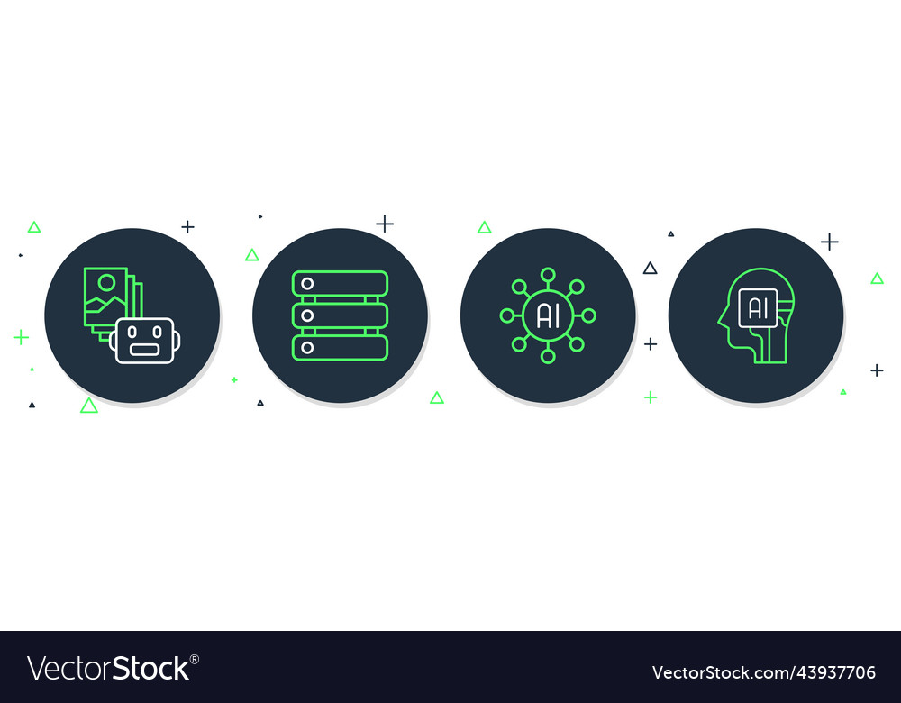 Set line server data neural network artificial vector image Set line server data neural network artificial