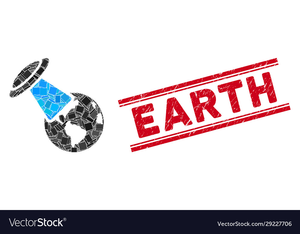 Ufo explores earth mosaic and grunge seal