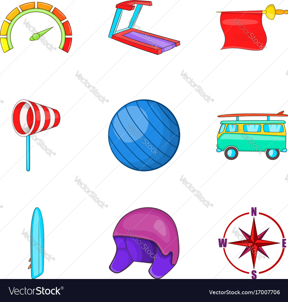 Vigor icons set cartoon style Royalty Free Vector Image