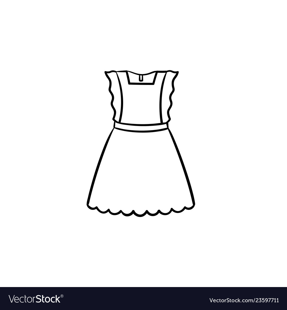 Bagirl little dress hand drawn outline doodle Vector Image