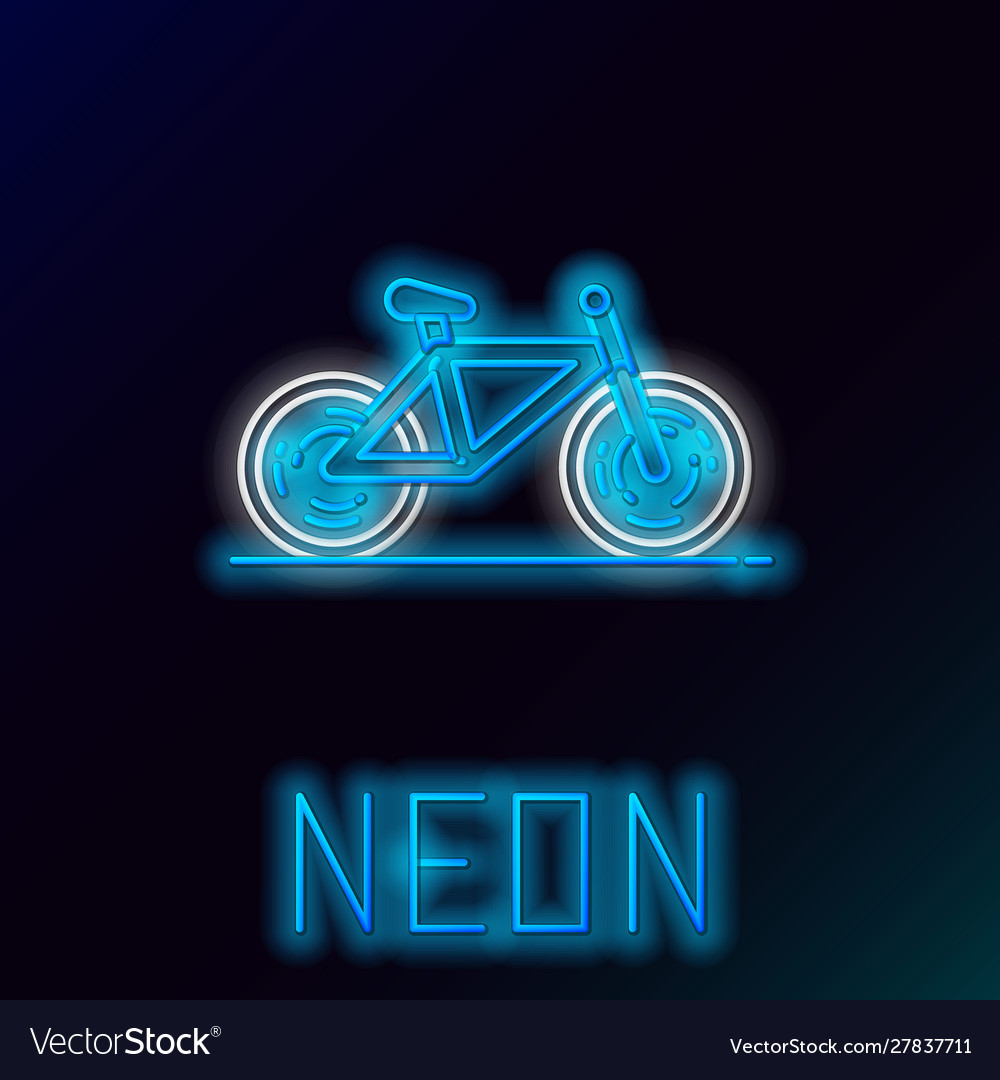 Blau leuchtende Neon Linie Fahrrad-Ikone isoliert