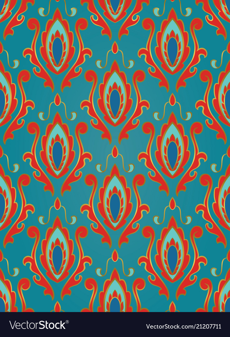 Blue pattern with damask vector image Blue pattern with damask