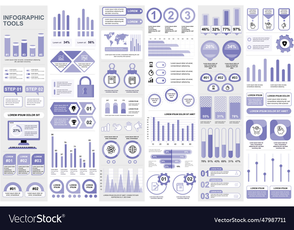 Bundle infographic elements data visualization Vector Image Bundle infographic elements data visualization