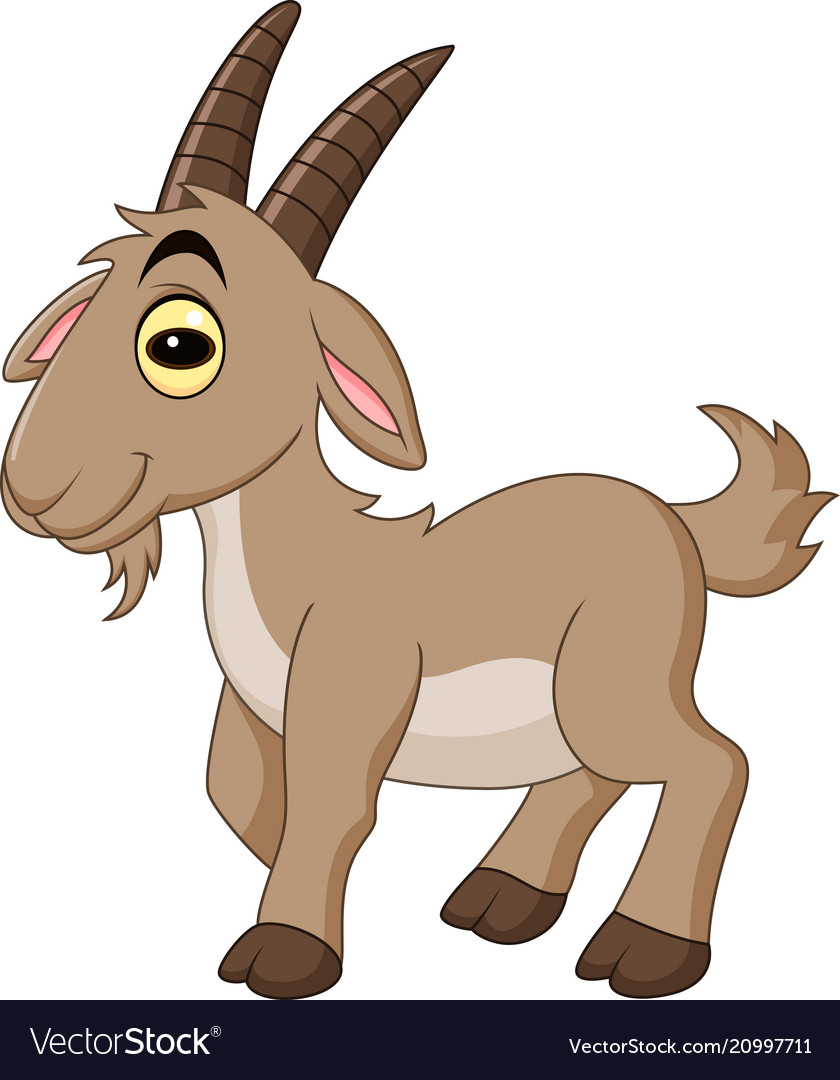 Cartoon Goat Isolated On White Background Vector Image 