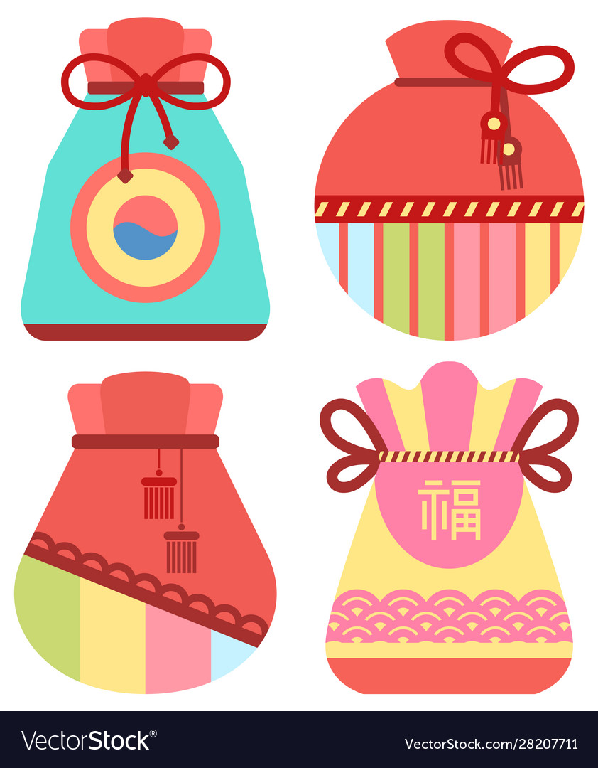 Chinese fortune bag bringing luck and happiness Vector Image