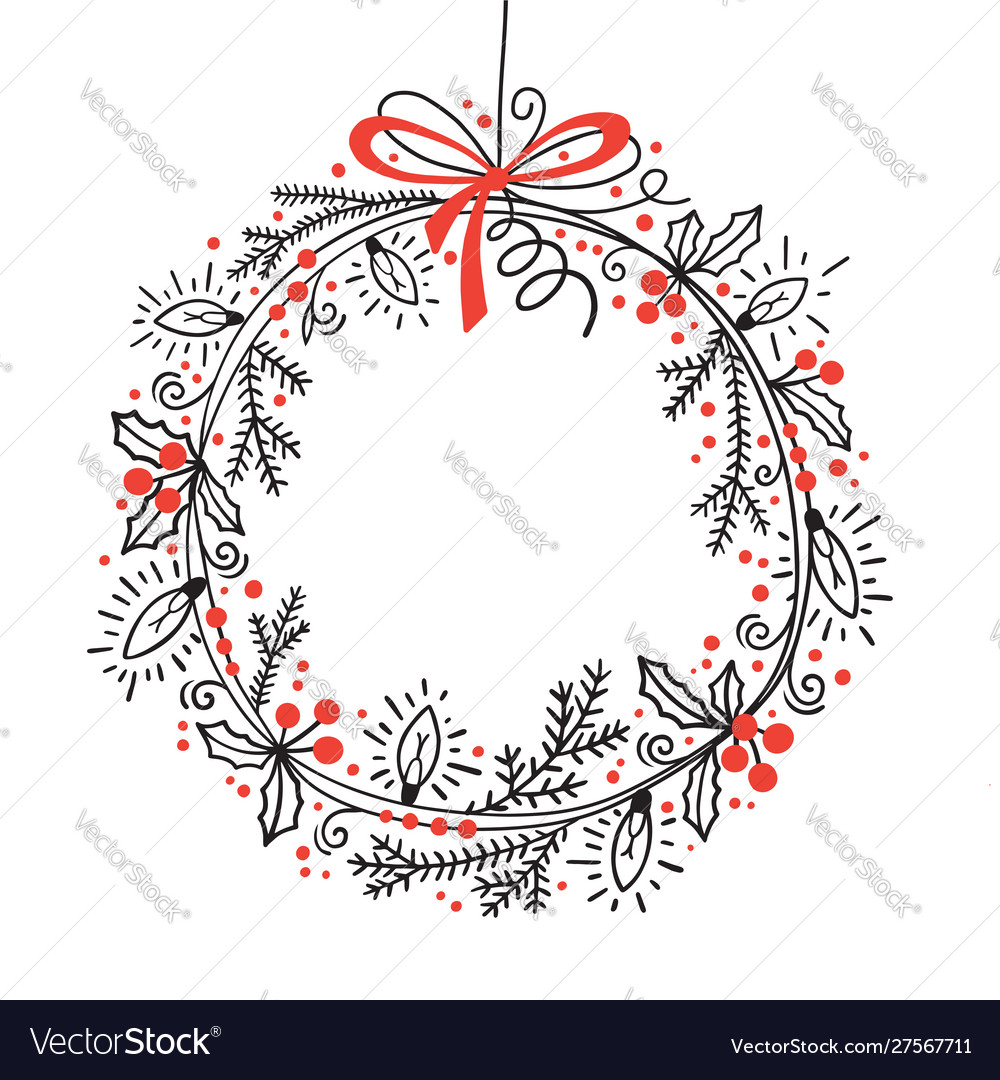 Christmas festive wreath fir branches holly