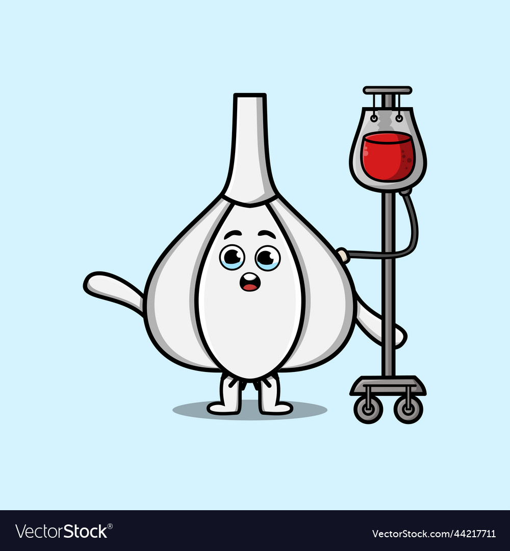 Cute cartoon of garlic having blood transfusion Vector Image Cute cartoon of garlic having blood transfusion Vector Image