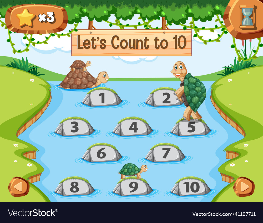 Forest scene with lets count to 10 game template