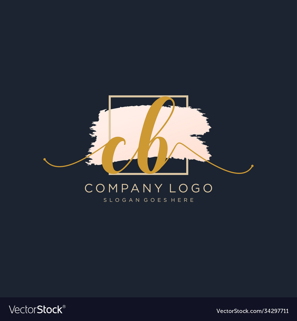 Initial cb handwriting logo with circle template