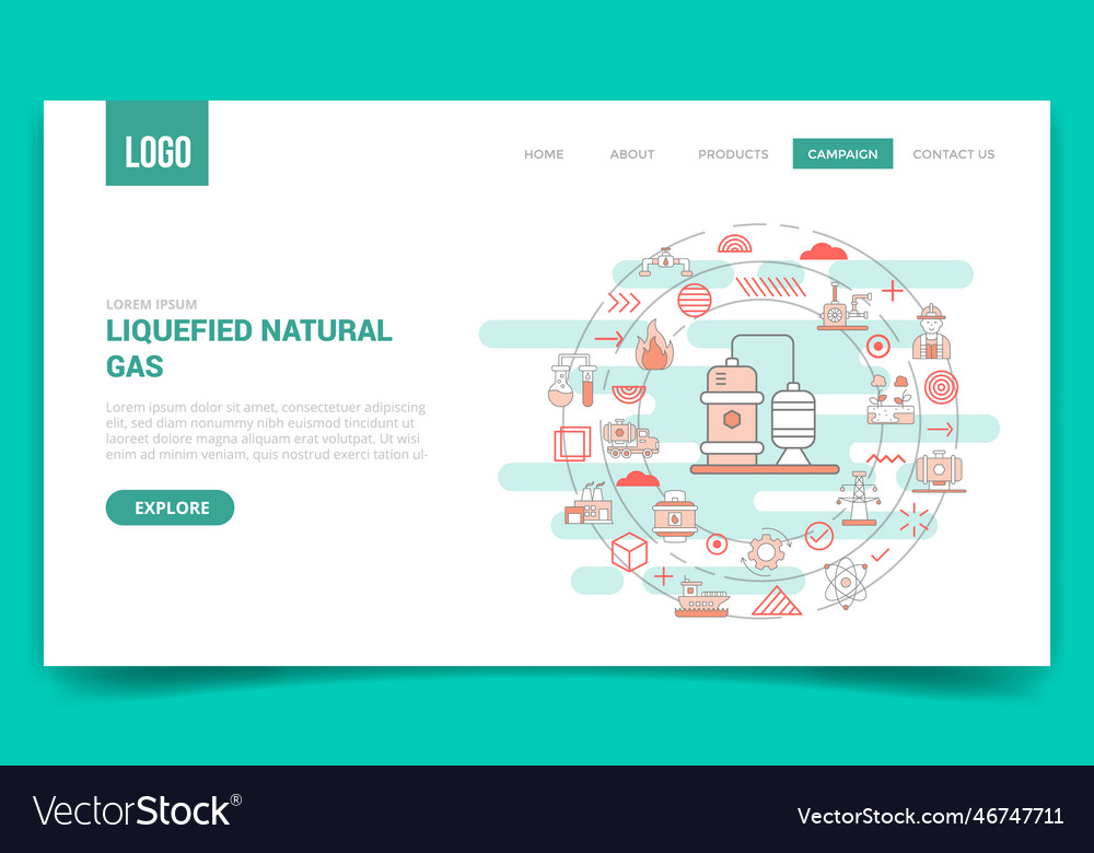 Lng concept with circle icon for website template