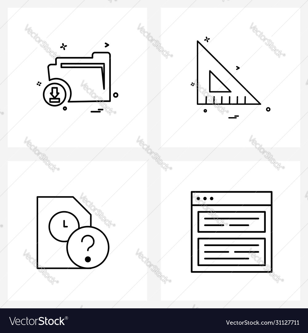 Modern style set 4 line pictograph grid based